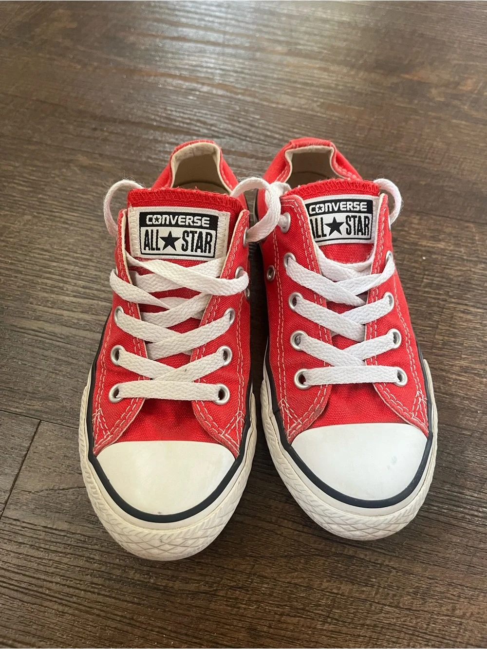 Converse Kids Red Canvas Low-Top Sneakers with White Laces